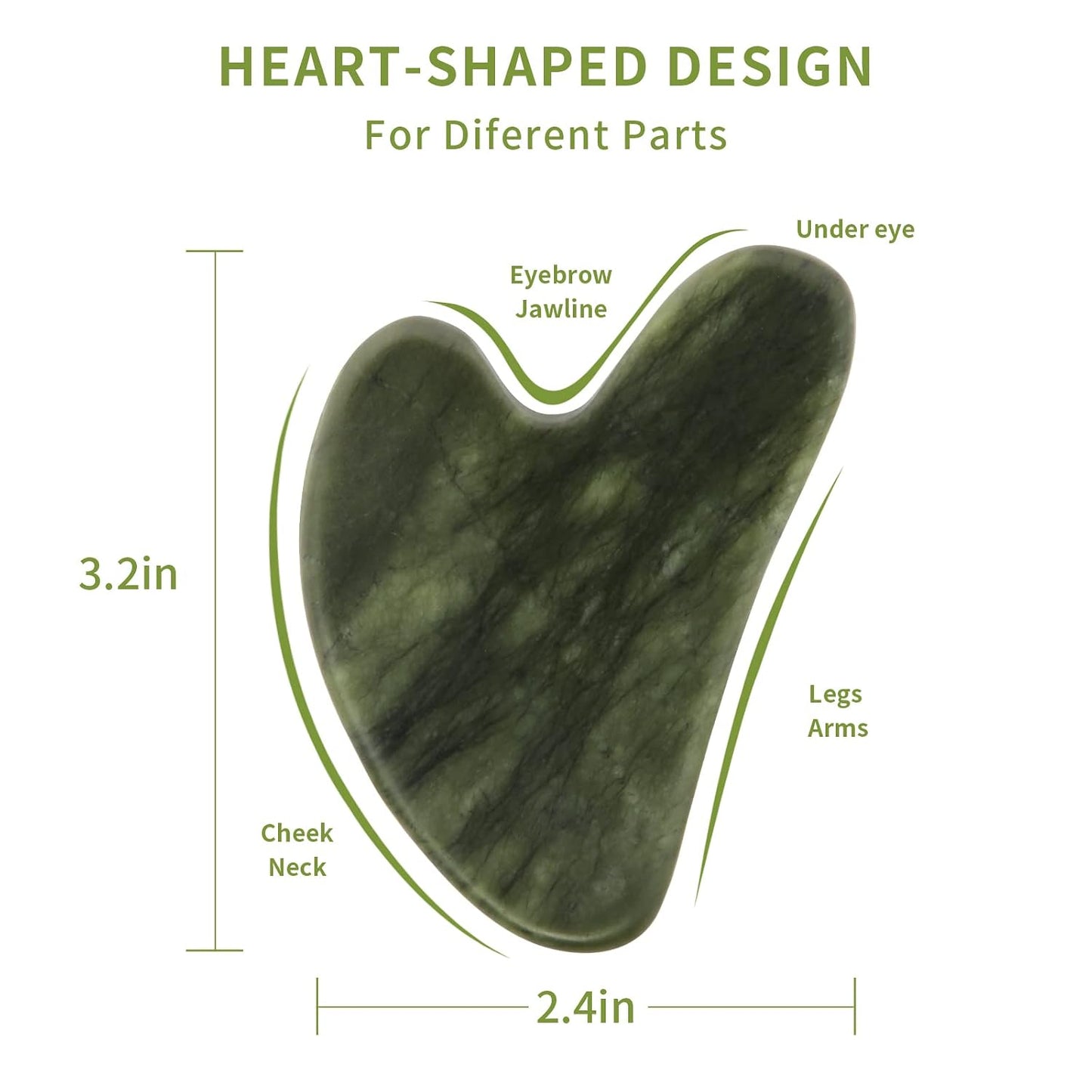 Gua Sha Facial Tools, Natural Jade Guasha Tool for Face,Double Chin & Jawline, Jade Gua Sha Stone Self-Skin Care Face Stone Gua Sha Tools for Women Guasha Stone, Dark Green