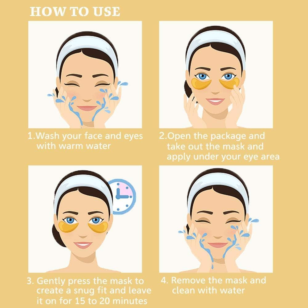 24K Gold under Eye Collagen Patches, 30 Pairs