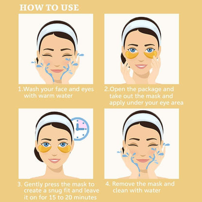24K Gold under Eye Collagen Patches, 30 Pairs