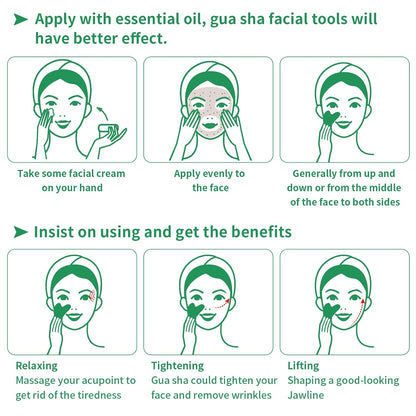 Gua Sha Facial Tools, Natural Jade Guasha Tool for Face,Double Chin & Jawline, Jade Gua Sha Stone Self-Skin Care Face Stone Gua Sha Tools for Women Guasha Stone, Dark Green